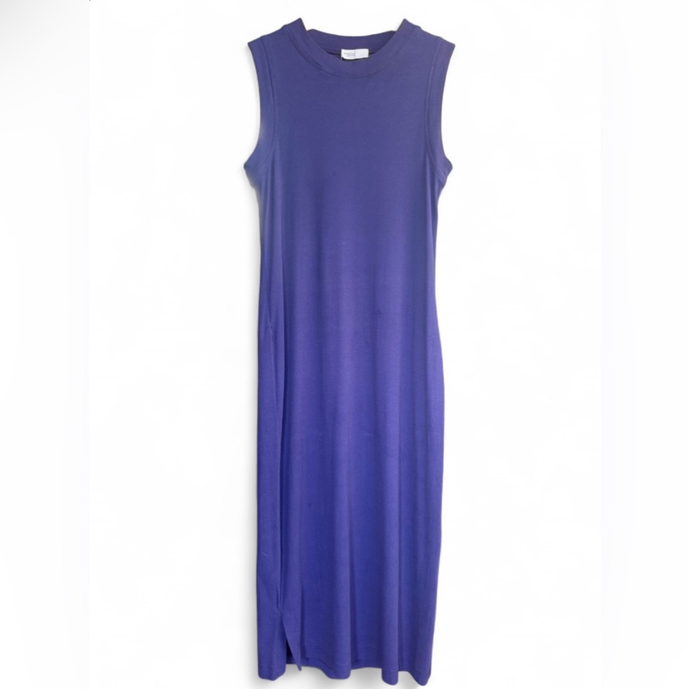 Rosetta Getty Women’s Sheath Midi Dress Sleeveless Jewel Neck Indigo Size S